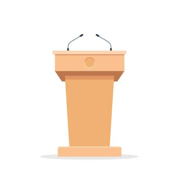 Vector illustration of Rostrum with microphones