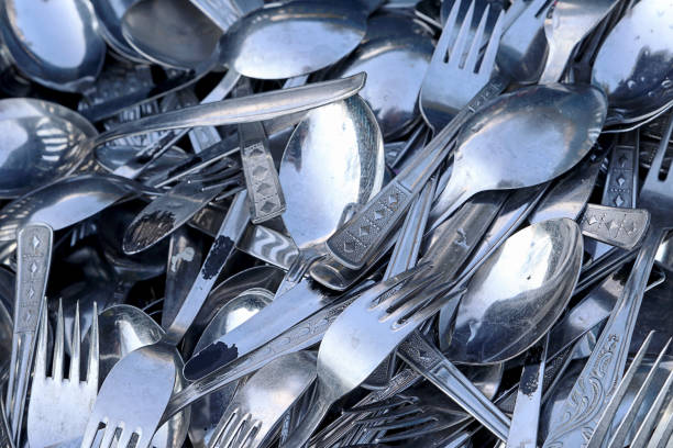 istock Metal forks and spoons 665039712