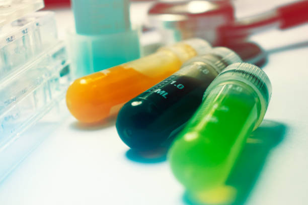 istock Research Vial with colored substances 665048282