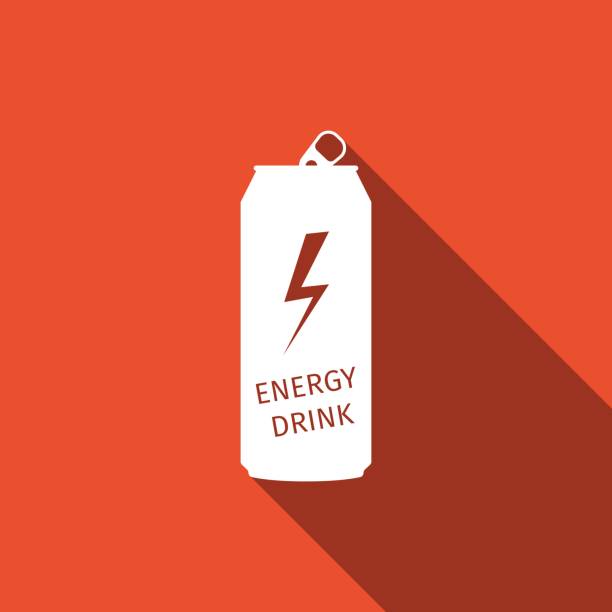 energetyczna ikona płaskiego napoju z długim cieniem. ilustracja wektorowa - drink energy drink can isolated stock illustrations