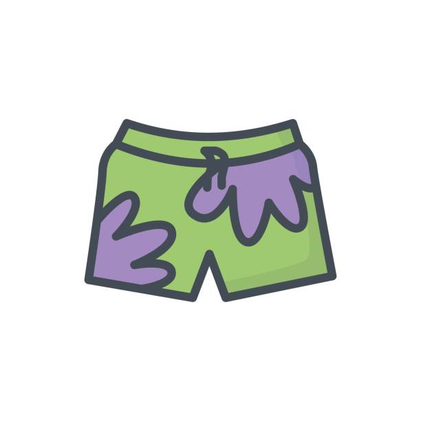 illustrazioni stock, clip art, cartoni animati e icone di tendenza di pantaloncini vestiti colorati icona spiaggia nuoto - shorts swimming shorts bermuda shorts beach