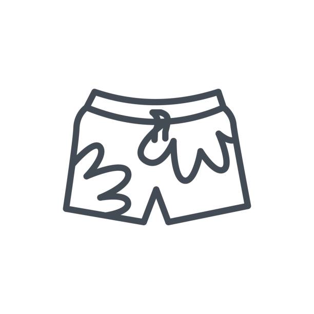illustrazioni stock, clip art, cartoni animati e icone di tendenza di pantaloncini clothes line icona spiaggia nuoto - shorts swimming shorts bermuda shorts beach