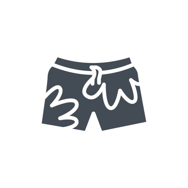 illustrazioni stock, clip art, cartoni animati e icone di tendenza di pantaloncini abbigliamento silhouette icona spiaggia nuoto - shorts swimming shorts bermuda shorts beach