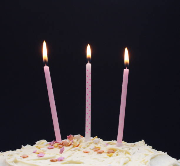 istock Candles lit on top of a decorated cake 665073266
