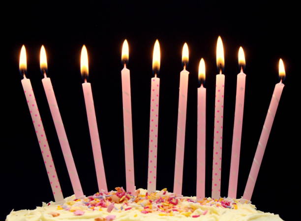 istock Candles lit on top of a decorated cake 665073478