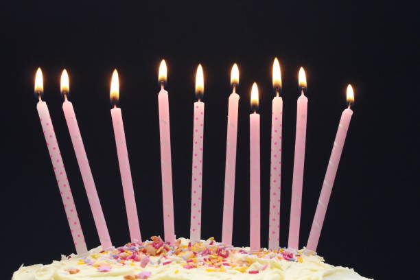 istock Candles lit on top of a decorated cake 665073536
