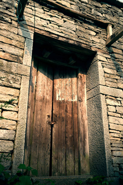 The old wooden door in the old house