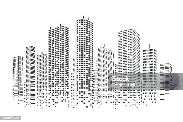 Sfondo Stilizzato Della Città - Immagini vettoriali stock e altre immagini di Città - Città, Sagoma - Controluce, Industria edile
