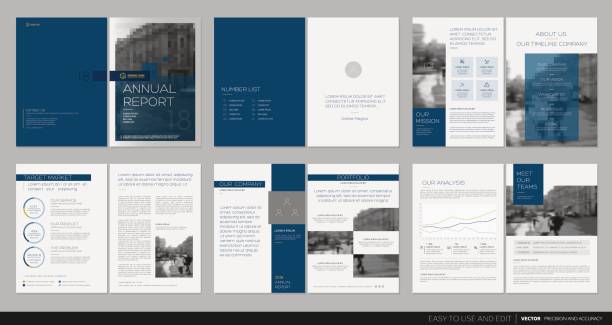 sprawozdanie roczne projektu okładki, ulotka, broszura. - plan design brochure simplicity stock illustrations