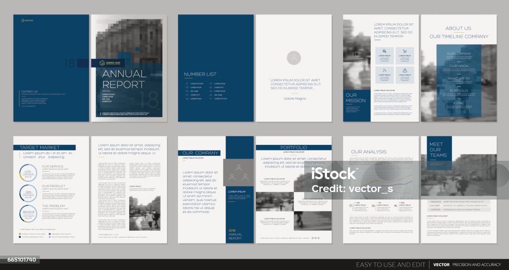 Cover design annual report, flyer, brochure. Cover design annual report,vector template brochures, flyers, presentations, leaflet, magazine a4 size. Dark blue and white background Template stock vector