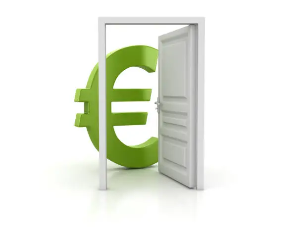 Photo of Open Door and Green Euro Sign