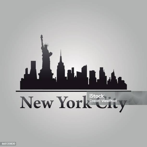 New York City Vector Design Stock Illustration - Download Image Now - New York City, In Silhouette, Statue of Liberty - New York City