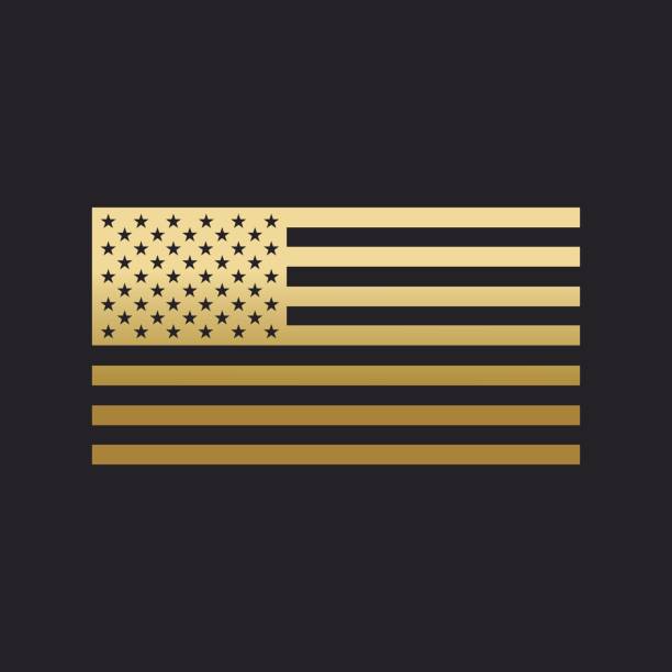istock Gold Flag United States Of America Vector 665123894