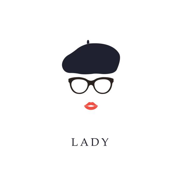 ilustraciones, imágenes clip art, dibujos animados e iconos de stock de hermosa mujer francesa de moda con gafas y boina. - beret