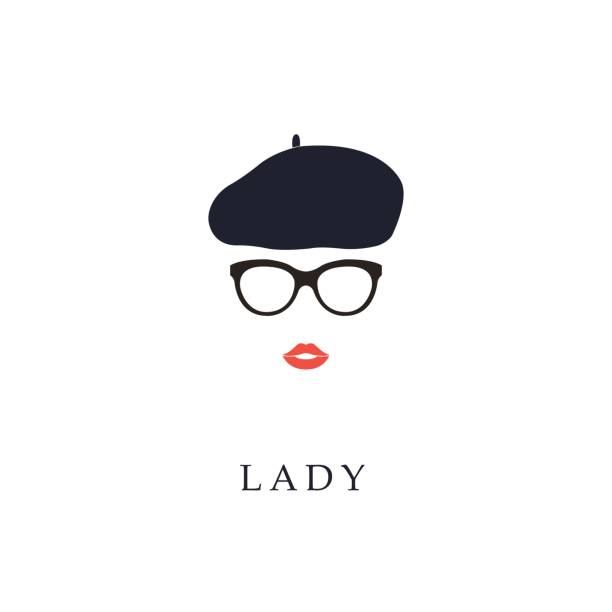 Beautiful trendy French woman wearing glasses and beret. Beautiful trendy French woman wearing glasses and beret. Fashion girl portrait. beret stock illustrations