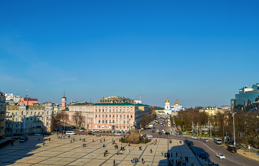 Sofievskaya (Sofia) square located in central Kiev. Space is so called because of St. Sophia Cathedral was built here in 1037
