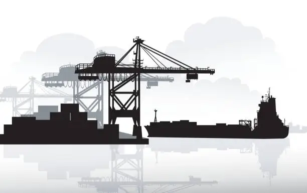 Vector illustration of Port & Ship