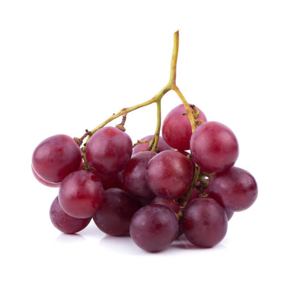 istock Bunches of fresh ripe red grapes on a white background 665140688