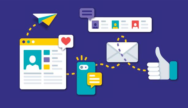 Social Media Communication Social media communication and profile symbols. user profile stock illustrations