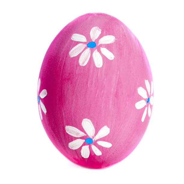 istock Happy Easter greeting card - Colorful Egg isolated on white background close up. Happy Easter Handmade painted color Egg macro 665147464