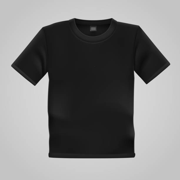 istock Black T-shirt template isolated on white background. Blank t shirt for any print template. Clothing store concept. 665147590