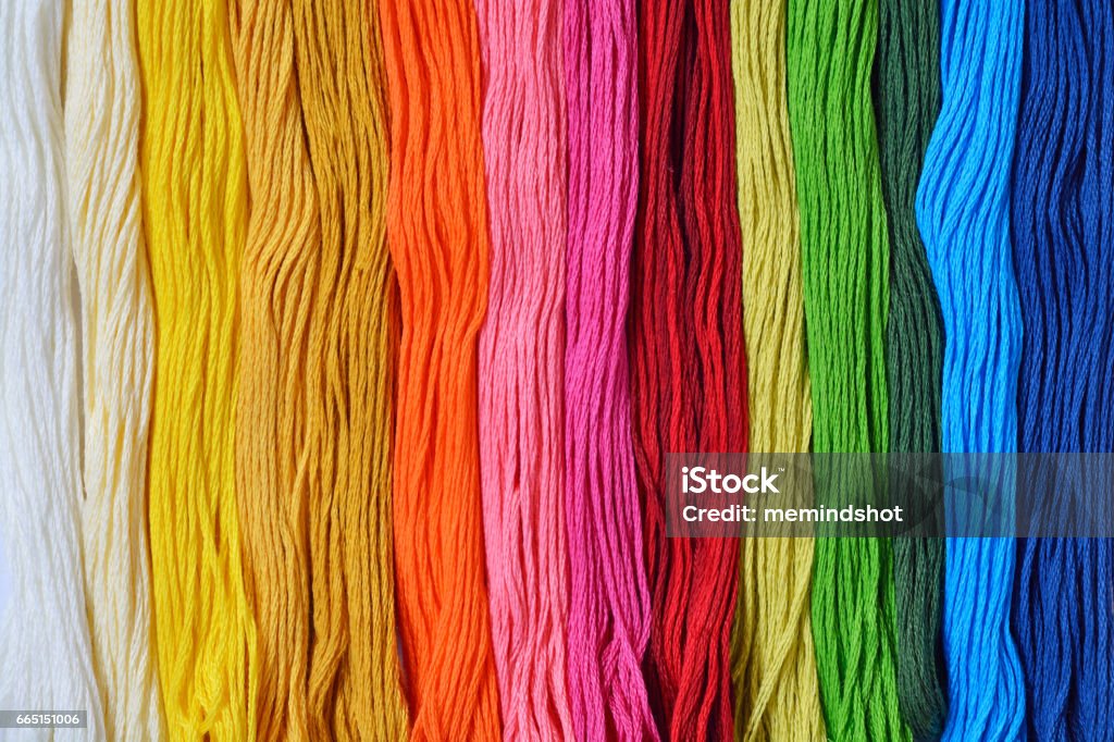 Colourfull threads for needlework or embroidery Ball Of Wool Stock Photo