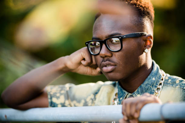 portrait of young thoughtful handsome afro american guy stylish hipster, isolated on white background