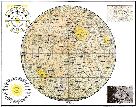 Antique illustration of a Lunar Map