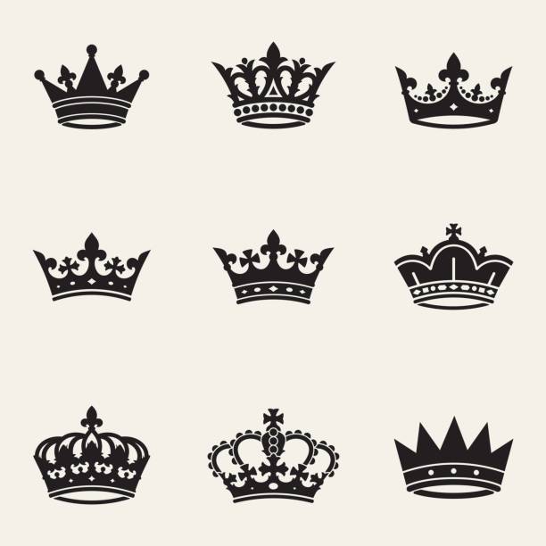 ilustraciones, imágenes clip art, dibujos animados e iconos de stock de сollection corona - crown symbol nobility vector