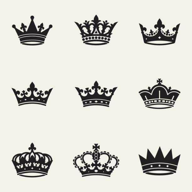 Crown sollection Сollection of nine different crowns crown headwear stock illustrations