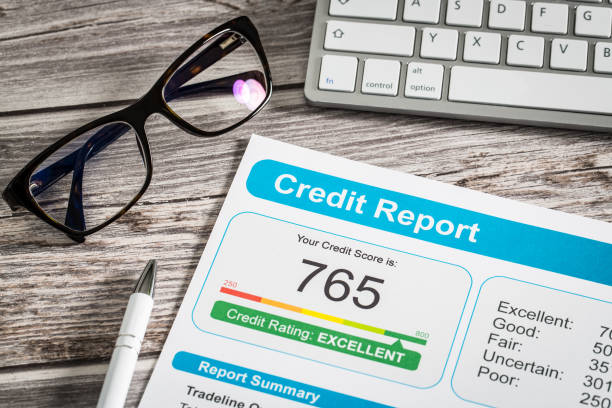 informe bancario de puntuación de crédito préstamo formulario de solicitud de riesgo - credit score fotografías e imágenes de stock