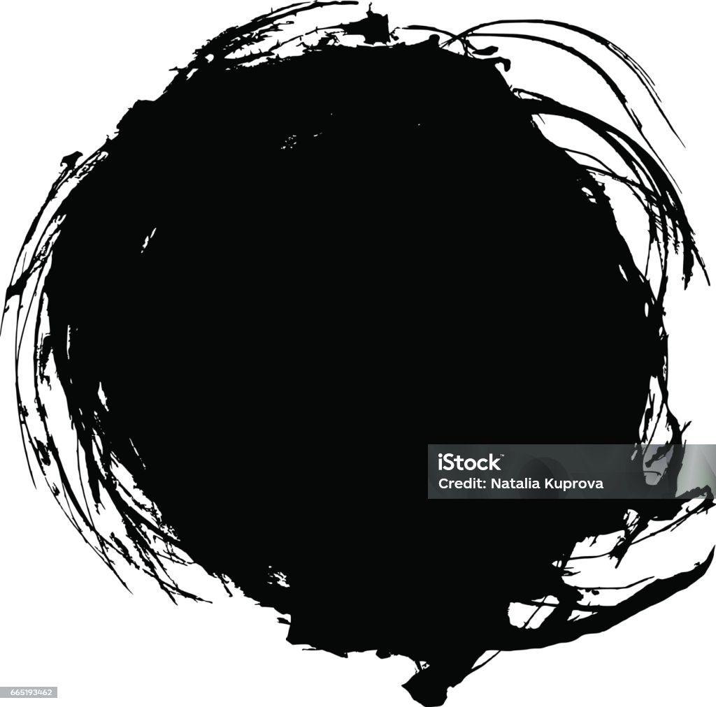 Tay Vẽ Các Nét Cọ Sơn Đen Trừu Tượng Hộp Tròn Vết Bẩn Hình Tròn Bộ ...