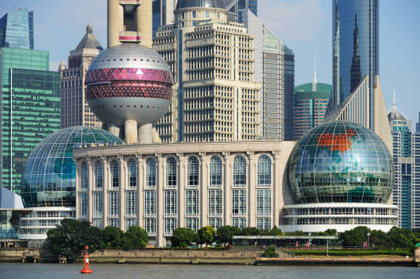 Shanghai International Convention Center and skyscrapers stock photo