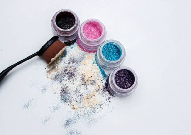 istock Beautiful pigments and makeup brush. 665196398