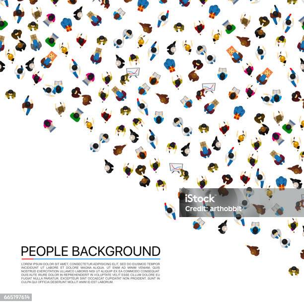 Big People Crowd On White Background Vector Illustration Stock Illustration - Download Image Now
