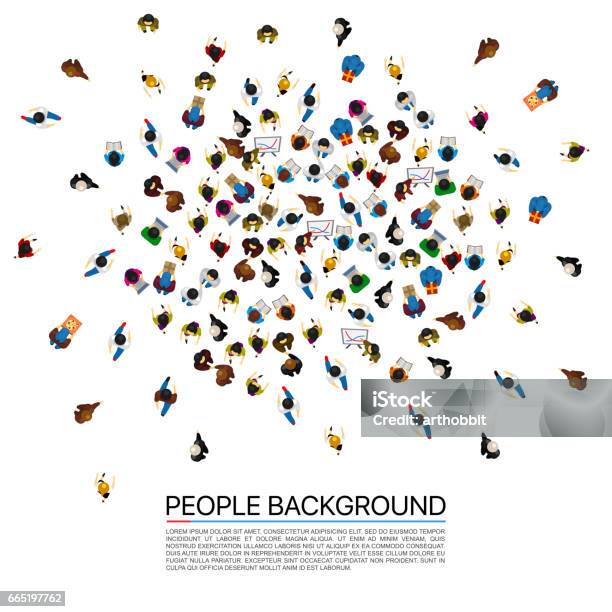 Big People Crowd On White Background Vector Illustration Stock Illustration - Download Image Now