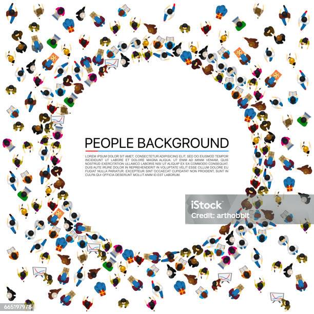 Large Group Of People In The Shape Of Circle Vector Illustration Stock Illustration - Download Image Now