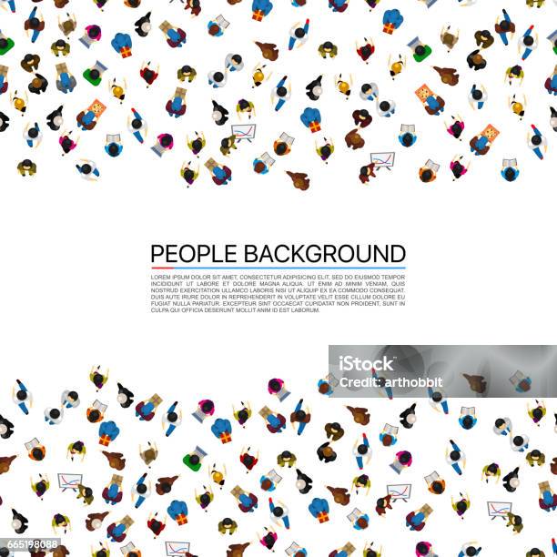 Big People Crowd On White Background Vector Illustration Stock Illustration - Download Image Now