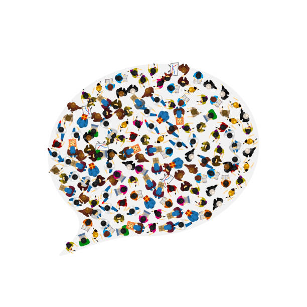 istock A group of people in a shape of chat icon, isolated on white background. Vector illustration 665201950