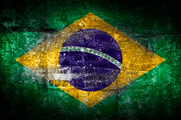 istock Grunge Brazil flag on stone texture background 665204322