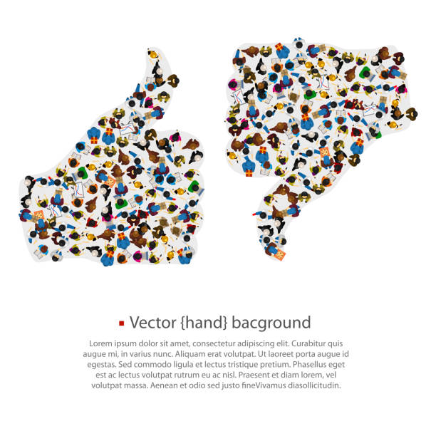 istock A group of people shaped as like and dislike sign, isolated on white background. Vector illustration 665206020