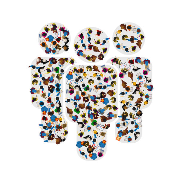 istock A group of people in a shape of three human figures on white background. Vector illustration 665208772