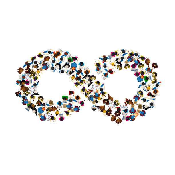 istock A group of people in a shape of infinity symbol on white background. Vector illustration 665208818