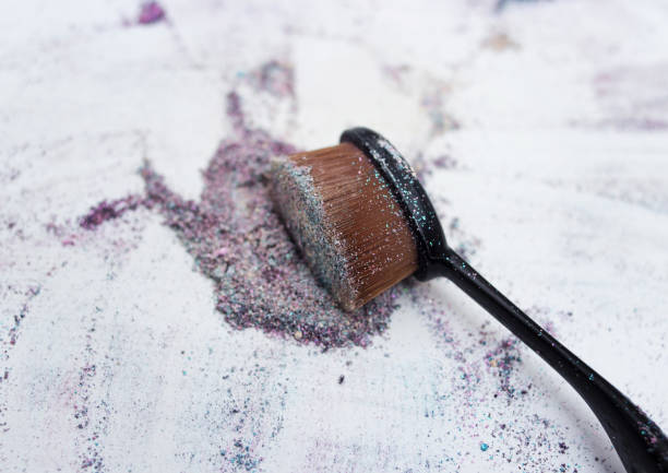 istock Beautiful pigments and makeup brush. 665208828