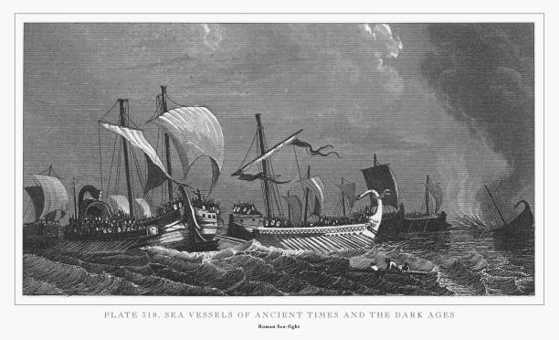 Sea Vessels of Ancient Times and Dark Ages Engraving, 1851 Engraved illustrations of Sea Vessels of Ancient Times and Dark Ages Engraving, 1851. Source: Original edition from my own archives. Copyright has expired on this artwork. Digitally restored. phoenician stock illustrations