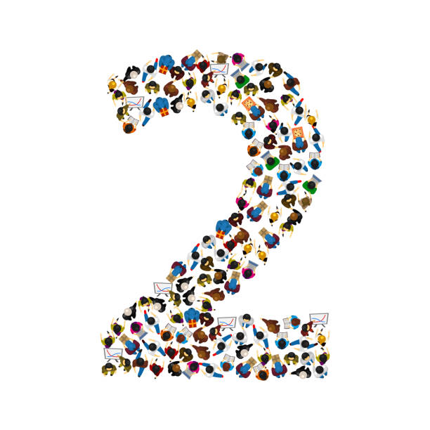 istock Large group of people in number 2 two form. People font. Vector illustration 665209286