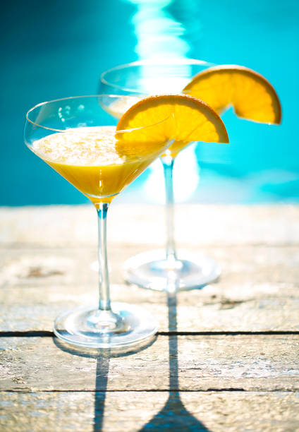 istock Champagne glasses with orange slice Mimosa cocktail 665212792