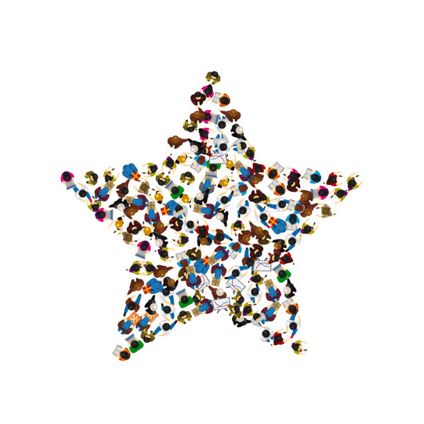 istock A group of people in a shape of a star. Vector illustration. 665215966