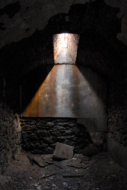 istock Light from Skinny Window in Prison Ceiling 665216362
