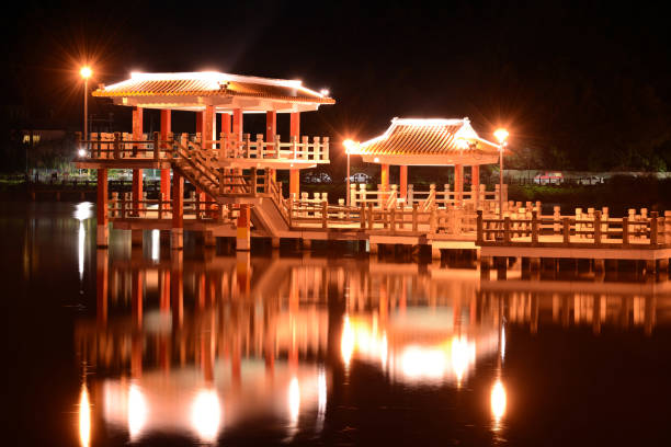 istock Chinese pavilion and reflection at Dahu Park in Taipei, Taiwan 665219620